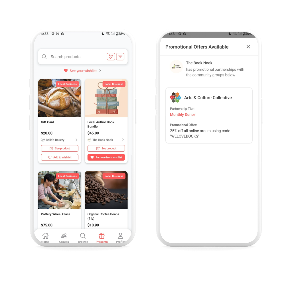 Local products, offers, and partnership tiers in Presence